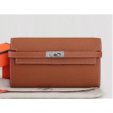 Hermes Dogon Togo Оригинален кожен Kelly дълъг портфейл Camel