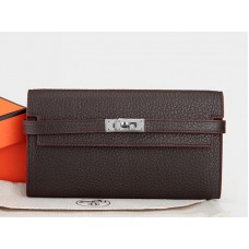 Hermes Dogon Togo Оригинален кожен Kelly дълъг портфейл Choco