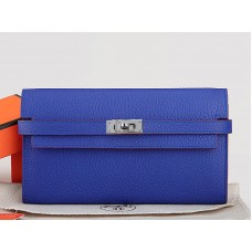 Hermes Dogon Togo оригинален кожен портфейл Kelly Long Electric Blue