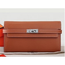 Hermes Epsom оригинален телешки Kelly дълъг портфейл камила