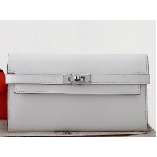 Hermes Epsom оригинален телешки Kelly дълъг портфейл бял