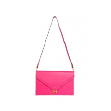 Hermes Pilot Envelope Clutch Hot Pink със златен обков
