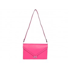 Hermes Pilot Envelope Clutch Hot Pink със сребърен обков