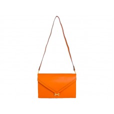 Hermes Pilot Envelope Clutch Orange със златен обков