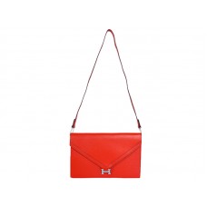 Hermes Pilot Envelope Clutch червен със сребърен обков