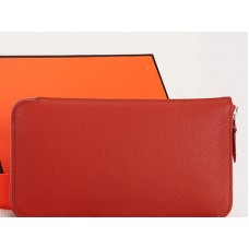 Hermes Zipper Портфейл Оригинал Epsom Телешка Кожа Кафяв