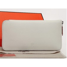 Hermes Zipper Портфейл Оригинална Кожа Диня Бяла