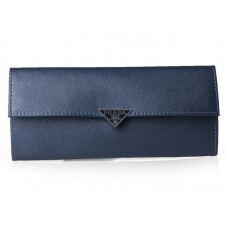 Кожен портфейл Prada Saffiano Bifold в син цвят