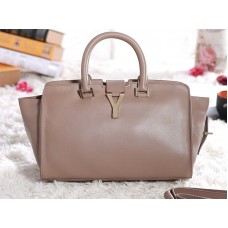 Чанта Yves Saint Laurent Cabas Chyc Original Leather Tote в цвят светло каки