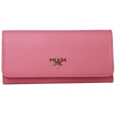 Кожен портфейл Prada Saffiano в тъмно розово