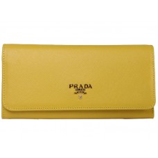 Кожен портфейл Prada Saffiano в жълто