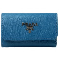 Държач за ключове Prada Saffiano 6 в син цвят