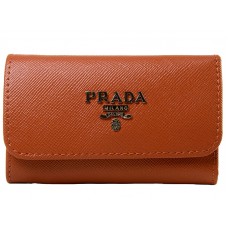 Държач за ключове Prada Saffiano 6 в оранжев цвят