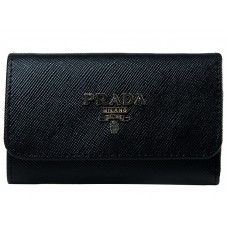 Държач за ключове Prada Saffiano 6 черен