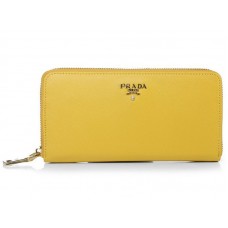 Жълт портфейл Prada Saffiano Zippy