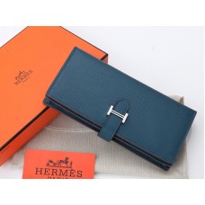 Hermes Epsom оригинален телешки портфейл Bearn Japonaise Bi-Fold, тъмносин