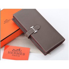 Hermes Epsom оригинален телешки портфейл Bearn Japonaise Bi-Fold, тъмносив