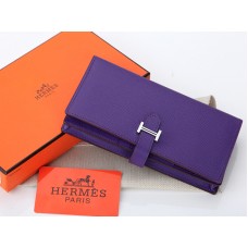 Hermes Epsom оригинален телешки портфейл Bearn Japonaise Bi-Fold в лилаво