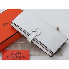 Hermes Epsom Оригинален телешки Bearn Japonaise Bi-Fold Портфейл Бял