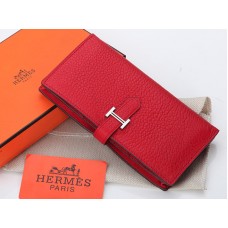 Hermes Dogon Togo Оригинален телешки Bearn Japonaise Bi-Fold Портфейл Червен