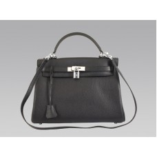 Hermes Kelly 32 см Того кожа Clemence черно