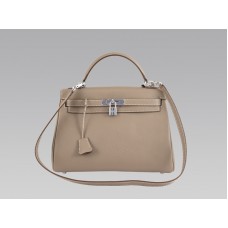 Hermes Kelly 32 см Того кожа Clemence Gris Clair