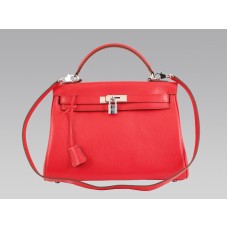 Hermes Kelly 32 см Того кожа Clemence Rouge Vif