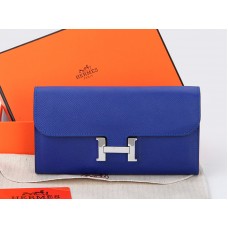 Hermes Epsom оригинален телешки портфейл Constance Long Electric Blue