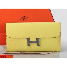 Hermes Epsom оригинален телешки портфейл Constance Long жълт