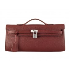 Hermes Kelly Pochette Longue лилаво червено