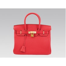 Hermes Birkin 30см Clemence Rouge Vif със златен обков