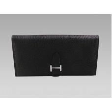 Hermes Bearn Japonaise Bi-Fold портфейл черен