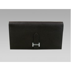 Hermes Bearn Japonaise Bi-Fold портфейл, тъмен шоколад