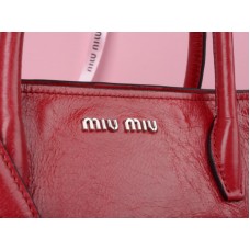 Чанта от естествена кожа Miu Miu, червена