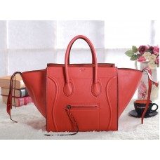 Чанта Celine Luggage Phantom Square Tote от естествена кожа, оранжева