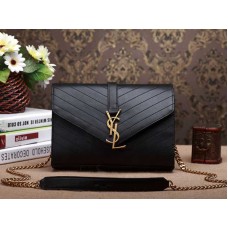 Малка чанта с монограм Ysl Черен Matelasse Antique Gold Hardware