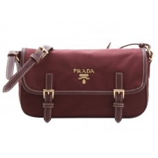 Чанта Prada Tessuto Bandoliera Crossbody Messenger Bag Burgundy