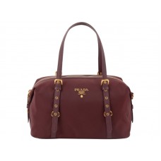 Чанта за рамо Prada Tessuto Bauletto Satchel в бордо