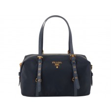 Чанта за рамо Prada Tessuto Bauletto Satchel Тъмносиня