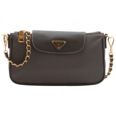 Чанта Prada Tessuto от найлон със сафианова кожа, сива