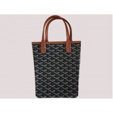 Чанта Goyard Poitiers черна с кафява кожена тапицерия