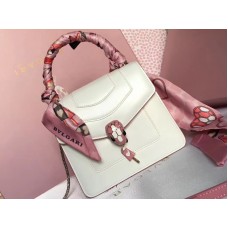 Bvlgari Калъф за чанта Serpenti Forever 18 см телешка кожа бял