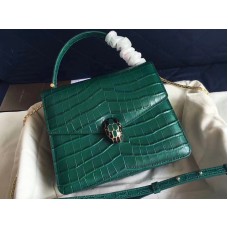 Bvlgari калъф с капак Serpenti Forever 20cm Croco Green