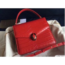 Bvlgari калъф с капак Serpenti Forever 20cm Croco Red