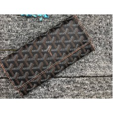 Дълъг портфейл Goyard Varenne Chevron, черен с кафява кожена тапицерия