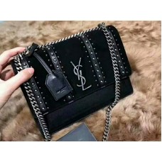 Saint Laurent Sunset Medium в кожа, велур и черни калъфи