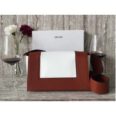 Чанта за през рамо Celine със средна рамка, цвят бордо и бяло, Calskin