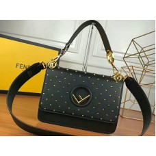 Кожена чанта Fendi Kan IF черна