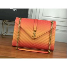 Чанта Saint Laurent Ysl Monogram в оранжево Matelasse кожено покритие