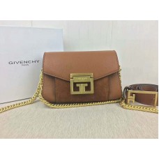 Малка чанта Givenchy gv3 от зърнеста кожа и велур кафява
